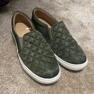 Olive slip on sneakers
